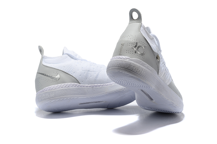 Kevin Durant’s Nike KD 11 White/Chrome-Pure Platinum For Sale