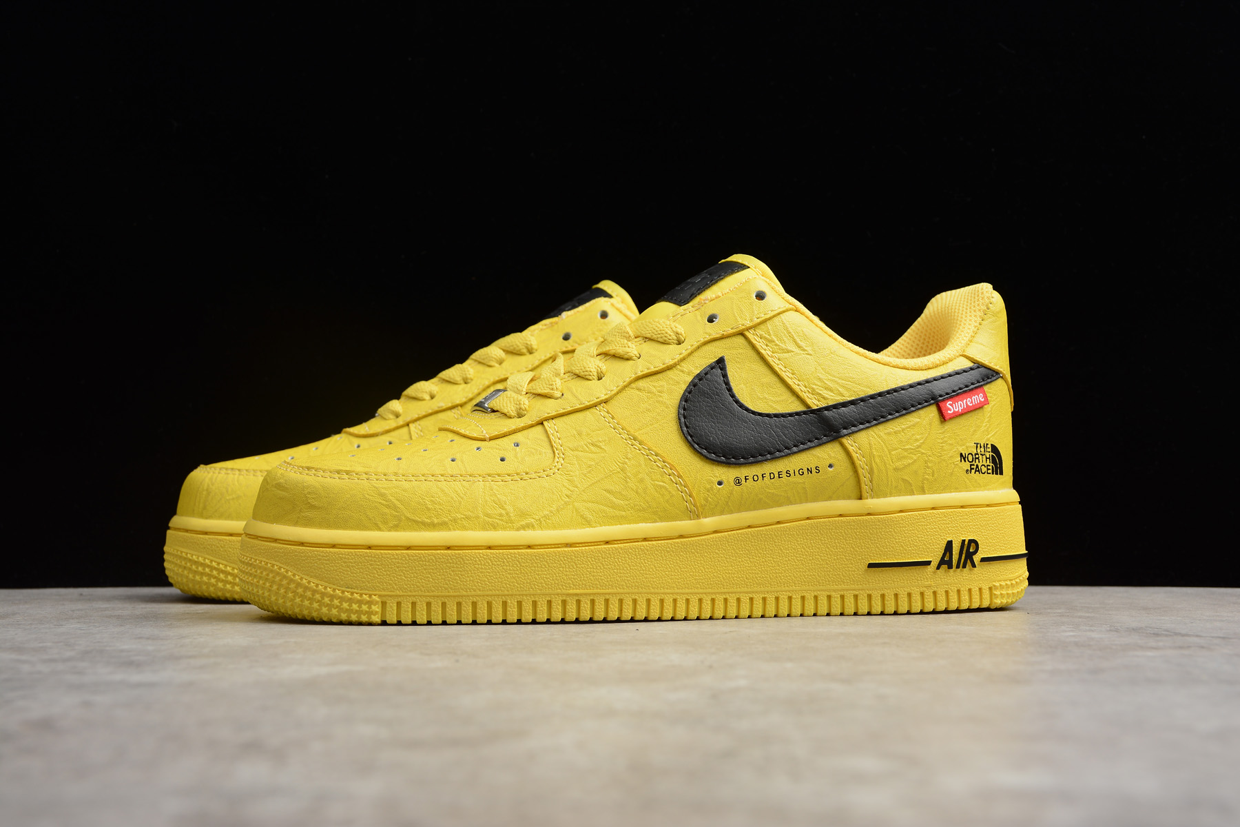 2018 Supreme x The North Face x Nike Air Force 1 ’07 Yellow Black Shoes
