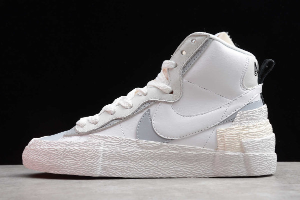 New Sacai x Nike Blazer Mid White Grey Men Sneaker