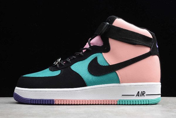 blue pink and black air force ones