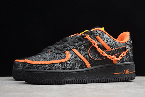 AQ4211-100 Nike Air Force 1 07 SE Black/Orange Men&#39;s and Women&#39;s Size 2020 For Sale